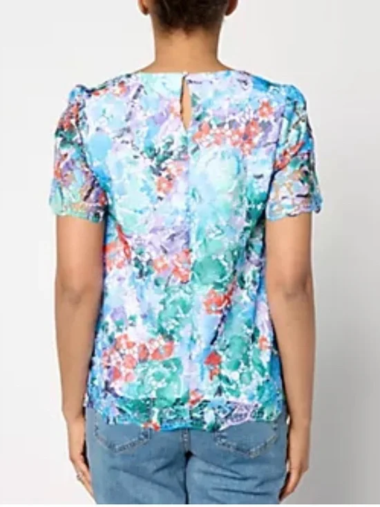 Susan Graver Occasions Floral Lace Top - EUC - Picture 2 of 8